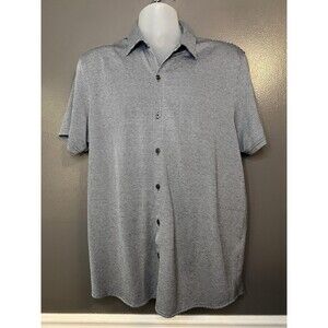 Zachary Prell Shirt Mens Extra Large Gray Short Sleeve Button Knit Textured